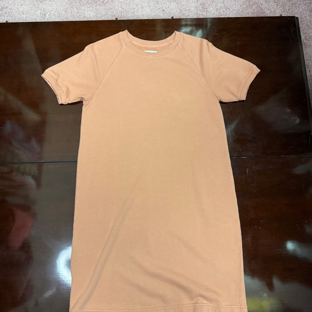 Lou & Grey Women S Terracotta Pink French Terry Short Sleeve Sweatshirt Dress